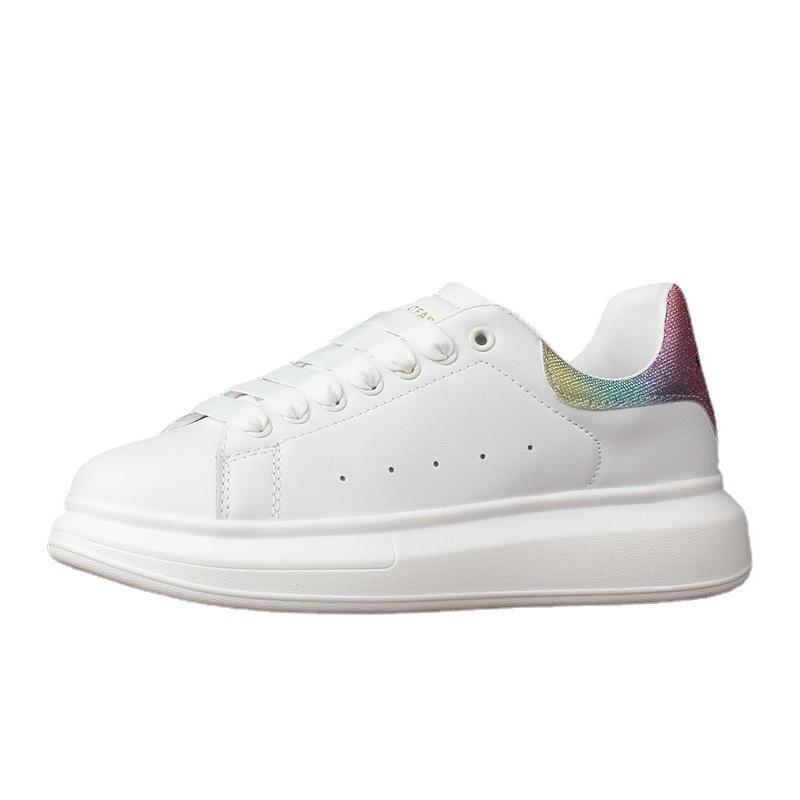 Menn og kvinner med små hvite sko Damesko med tykk såle Par Fritidssko Damesko Skateboardsko Svampsko Lette