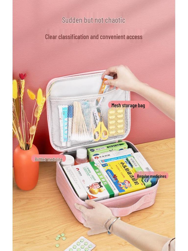 Large Capacity Outdoor & Home First Aid Kit - Portable Handheld Fabric Storage Box for Travel, Epidemic Prevention, Car & Student Use