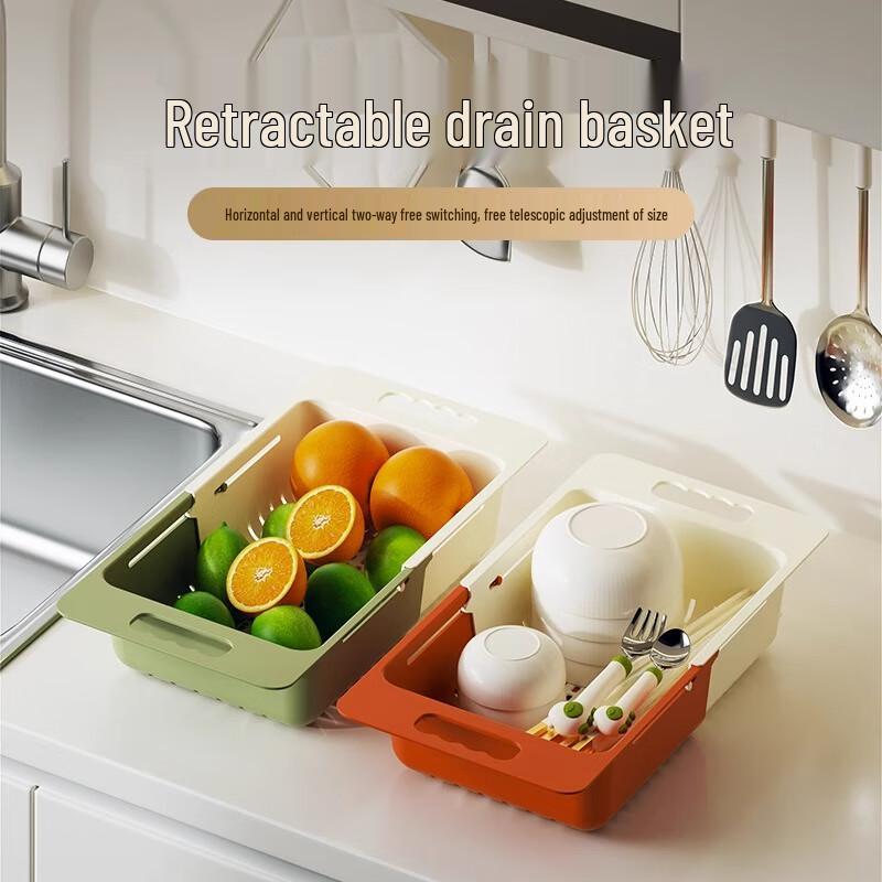 Retractable Over-Sink Dish Drying Rack with Knife Holder