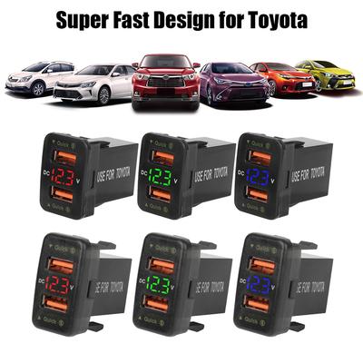 Încărcător priză auto Volmetru 12-24V Dual USB QC Soclu Auto USB3.0 LED Accesorii Auto Încărcare Rapidă Pentru Telefon Mobil Adaptor Alimentare Pentru Toyota