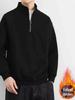 Men's Autumn/Winter Stand Collar Half-Zip Hoodie with Velvet, Thick, Warm, Versatile, Long-Sleeve Top