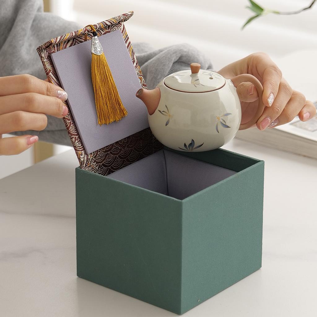 Beige Ru Kiln Western Ship Pot Large Kung Fu Teapot Household High-end Ceramic Tea Breaker Single Pot Small Tea Set