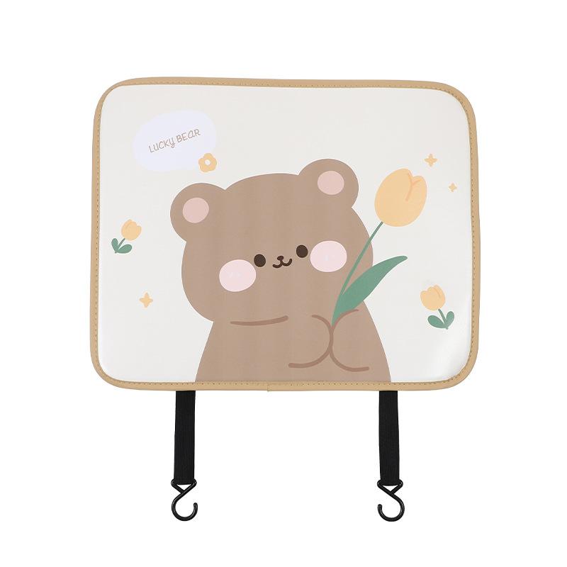 Car seat back anti-kick pad Cartoon bear Car car rear seat storage bag Anti-dirty anti-kick protective pad small anti-kick pad tulip bear