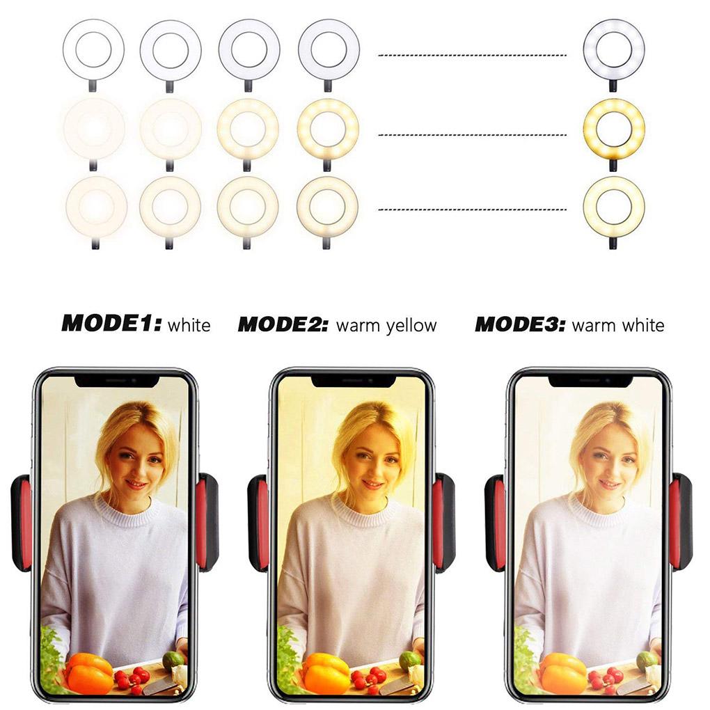 Selfie Flash Ring Light & Mobile Phone Holder Camera Long Arm USB Clip On