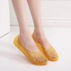 2025 Crystal Jelly Sandals for Women Transparent Hollow-Out Flat Shoes,Breathable Summer Slippers with Gem Decor
