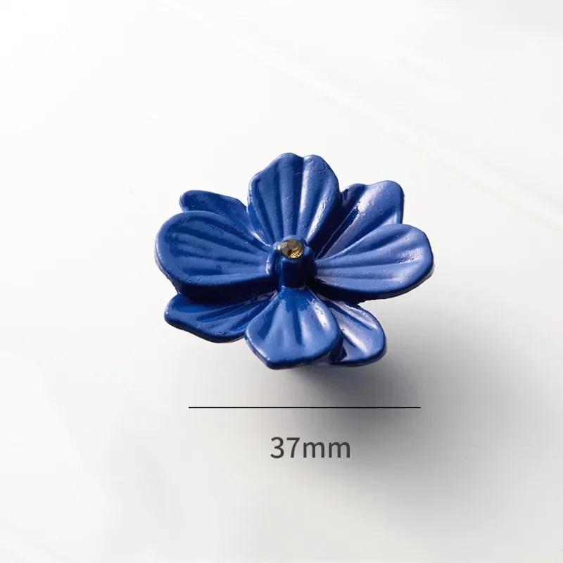 2pc Colorful Flowers Kitchen Cabinet Door Handle, Bedroom Wardrobe Knob, Children's Room Furniture Decoration Handle,Black Pink