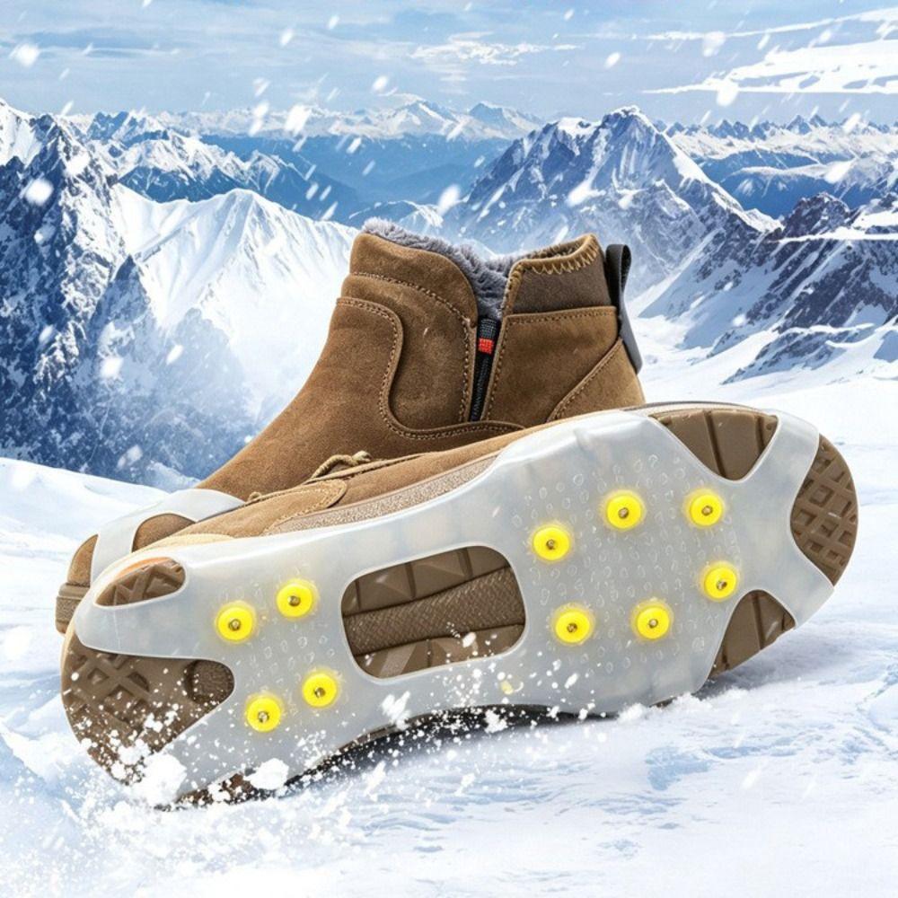 1 Pair Slip-on Style Snow Claw Shoe Covers 10 Steel Studs Winter Sports Equipment Hiking
