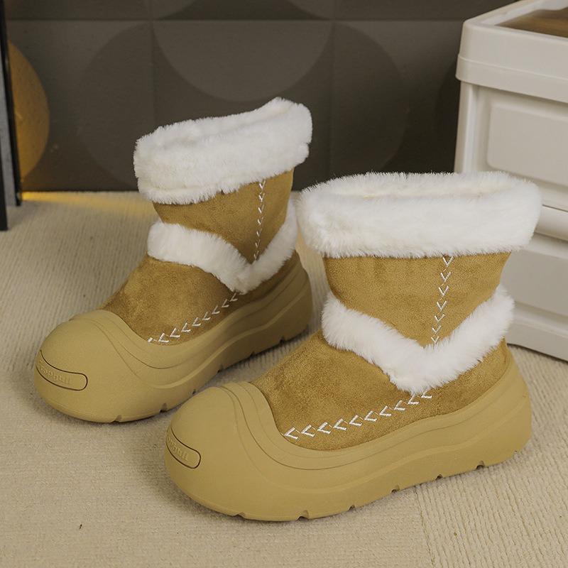 Thick-soled Snow Boots Hairy Boots Women's Autumn and Winter New Plush Thermal Cotton Boots Versatile Non-slip Women's Boots