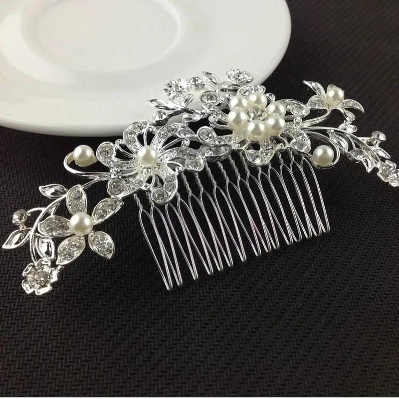 1pc Pearl Water Diamond Bridal Hair Accessory Headwear Silver Wedding Fashion Romantic Women's Jewelry Headbands Hairpins Combs