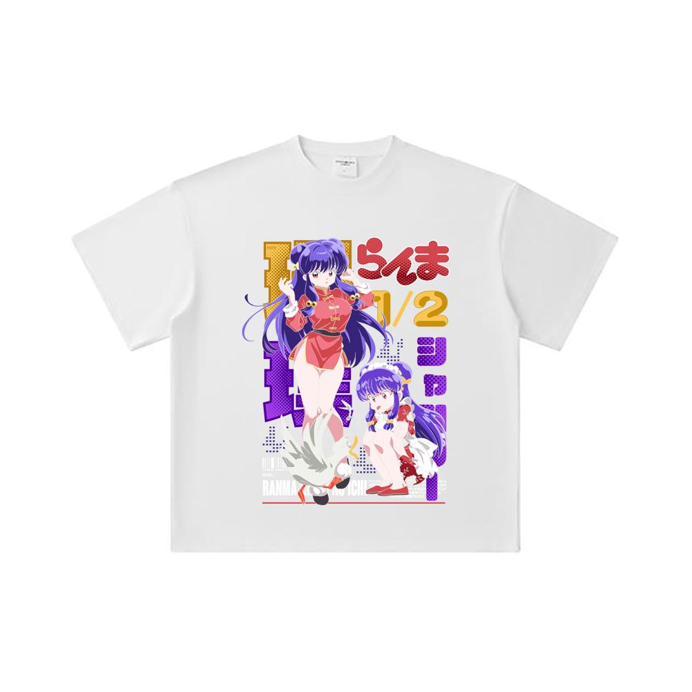 260 GSM Double Yarn 32 Count 100% Cotton Ranma 12 V4 Shampoo Print Unisex Heavy Cotton T Shirt