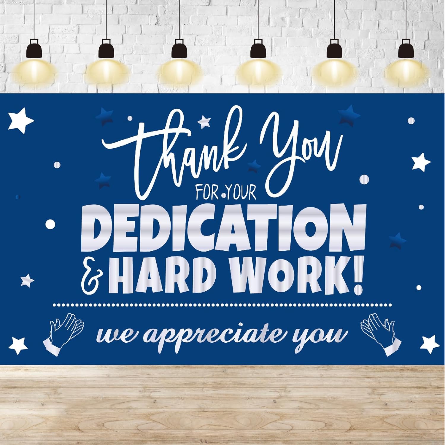 We Appreciate You Banner Decorations Thank You for All You Do Banner Backdrop for Teacher Employee Staff Doctors Nurse Poaster Boss Volunteer Blue Silver