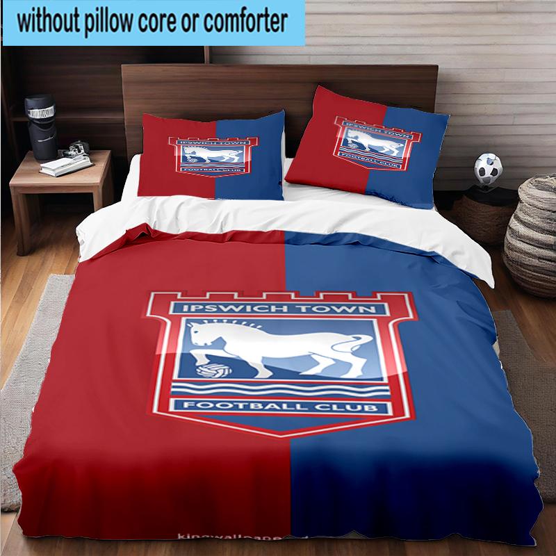 Set Biancheria da Letto con Stemma FC Ipswich 3 Pezzi, Include 1 Copripiumino e 2 Federe Perfetto per Camera da Letto, Dormitorio, Regalo di Natale per Fan