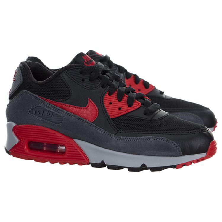 Nike Air Max 90 Retro Fabric Low Top Air Cushion Marathon Running Shoes Women Sneakers Black Red 616730-020