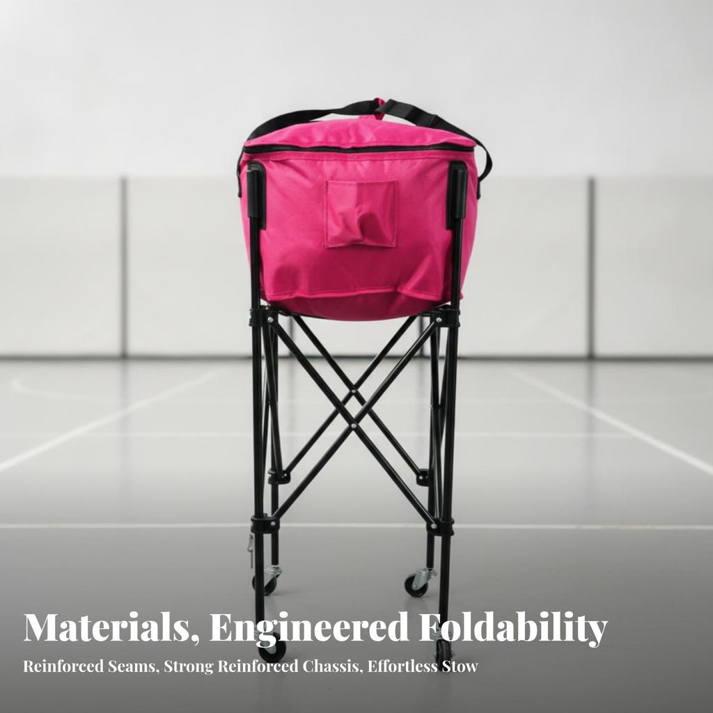 Chariot de Collection de Ballons avec Panier Zippé Stable pour Entraîneurs, Athlètes