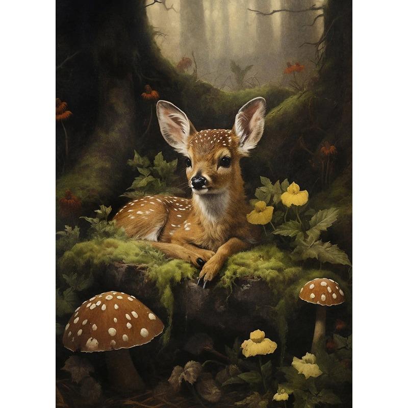 Rabbit Bunny Rustic Raccoon Frog Sheep Deer Bear Fox Forest Poster Canvas Painting Print for Living Room Home Decoration Cuadros