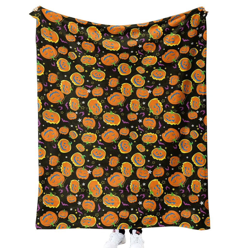 Halloween Pumpkin Design digitalprinted polyester Bedroom velvet flannel soft sofa cover blanket Fleece soft sofa cover