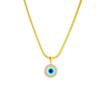 Women's Korean Style Minimalist Stainless Steel Necklace with Mother-of-Pearl Demon Eye Pendant