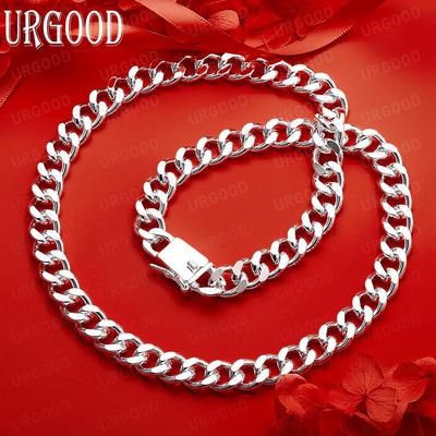 925 Sterling Silver 10mm Solid Flat Necklace - Banquet Gift Jewelry