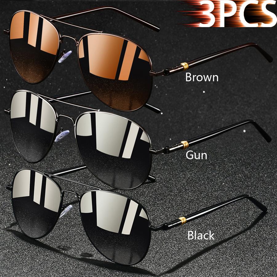 1PCS Vintage Ellipse Metal Frame Pilot Sunglasses Men Women UV400 Night Vision Fishing Driving Eyewear
