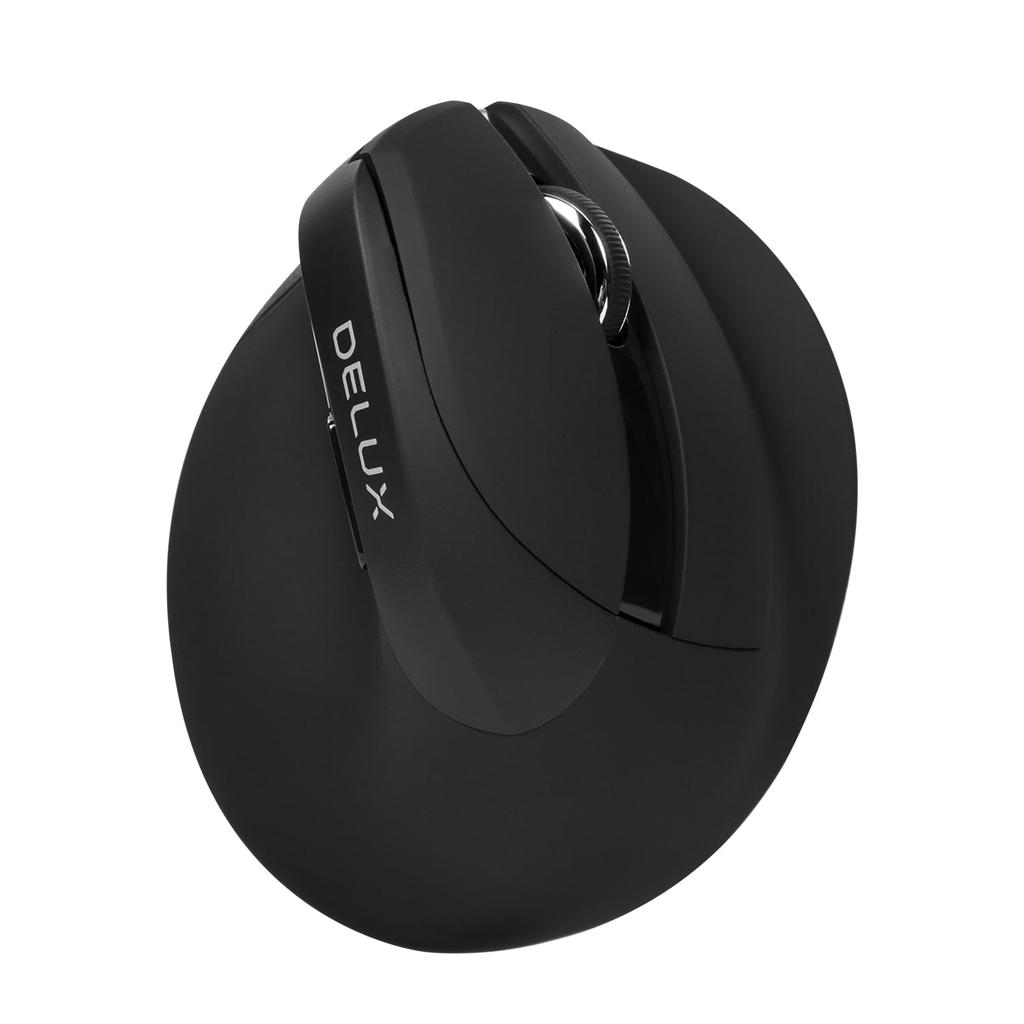 DELUX Ergonomic Wireless Bluetooth 6 4000 Relieves Carpal and Hand for and Macs Mouse, Quiet, Compact, Vertical, 5.2 & 2.4GHz, Rechargeable, Buttons,