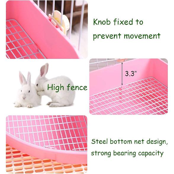 kathson Large Rabbit Litter Box Bunny Corner Toilet Box Potty Trainer Bigger Pet Pan Small Animal Cage Toilet Bedding Box Fanshaped for Adult Guinea