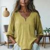 Women Tops Soft Fabric Breathable Loose Fit Blouse Three-Quarter Sleeve V-Neck Casual Spring Summer Shirt