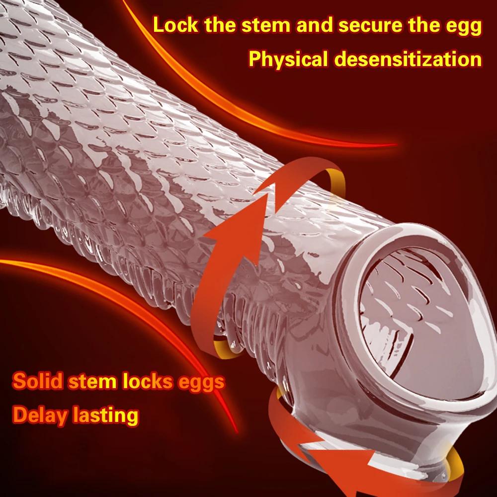 Penis Sleeve Extensions Condom Male Enlargement Delay Vibrators Clits Massager Cock Ring Vibrating Penis Cover Sex Toys For Men