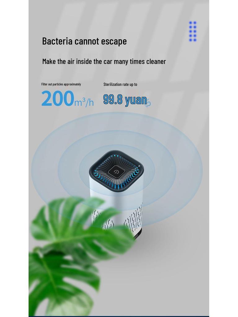 Compact Car Ion Air Purifier: Odor & Smoke Eliminator for Office or Desktop