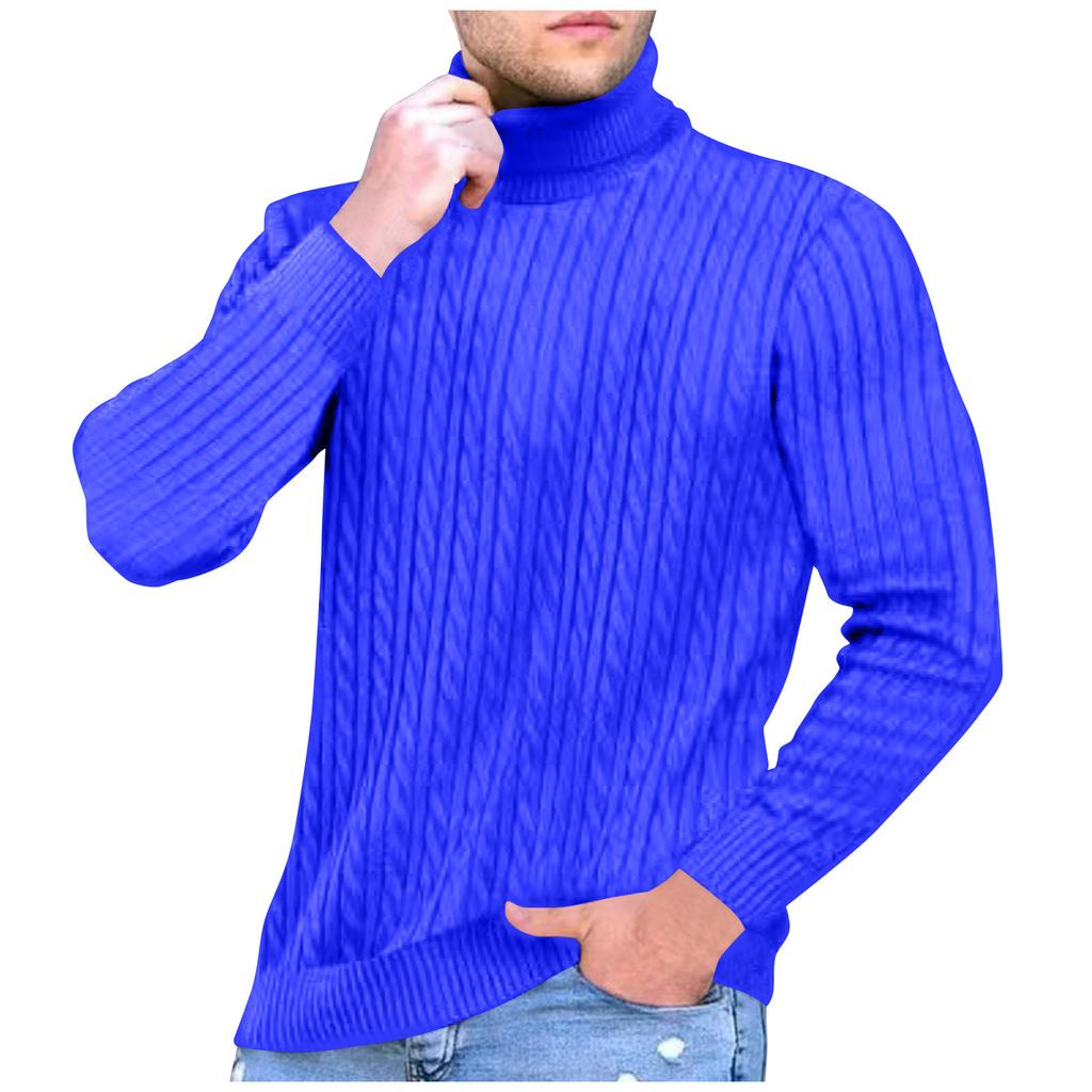 Men's Solid Color Turtleneck Sweater Men's Casual Fashion Textured Pullover Bottoming Sweater