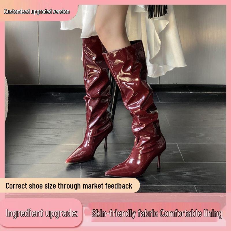 2025 Autumn/Winter Women's Pointed Toe Stiletto Over-the-Knee Boots - European & American Style