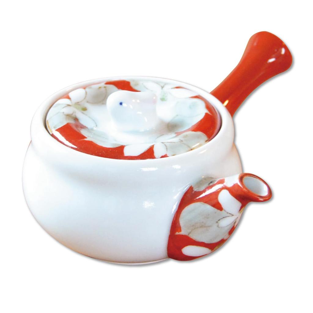 Cute and Stylish Arita Ware Teapot, Made In Japan, 270ml, Ceramic, Hanagokoro Design, with Stainless Steel Tea Strainer