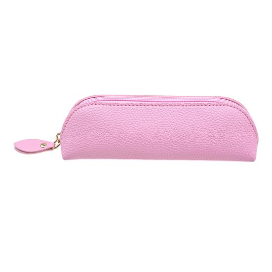 Faux Leather Pencil Case Pen Pouch Large Capacity розовый