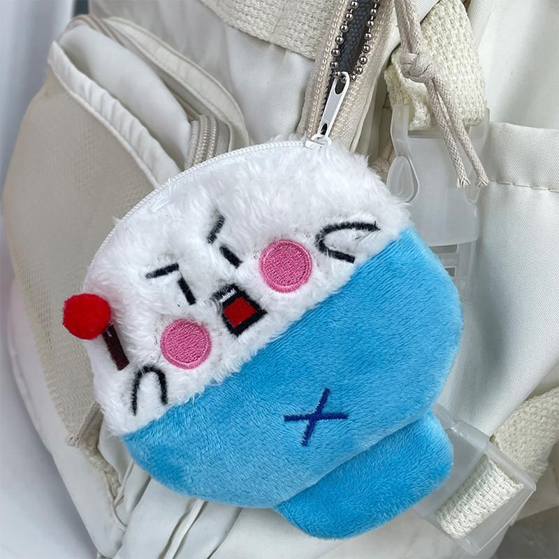 Adorable Fluffy Rice Coin Purse Soft Plush Storage Bag Cute Earphone Case