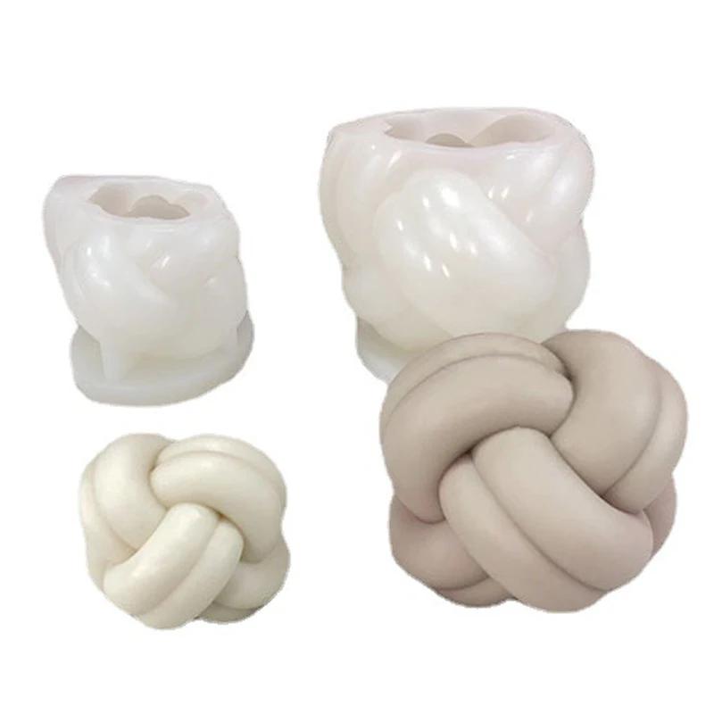 New Cross Knot Candle Silicone Mold 3D Twine Spherical Candle Making Supplies Diy Handmade Soap Plaster Epoxy Casting Tool
