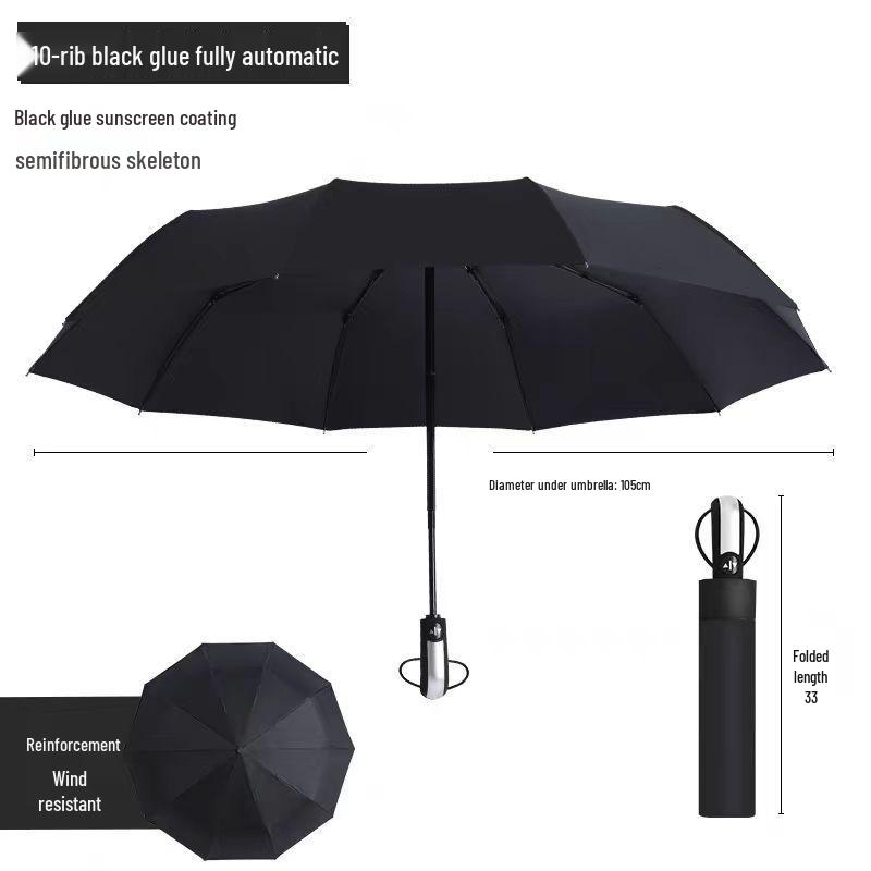 Custom Logo Automatic Three-Fold Umbrella: Sun & Rain Protection, Advertising and Gift Use