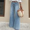 Women Vintage Denim Jeans Ladies Casual Wide Leg Straight Pants Full Length Long Pant