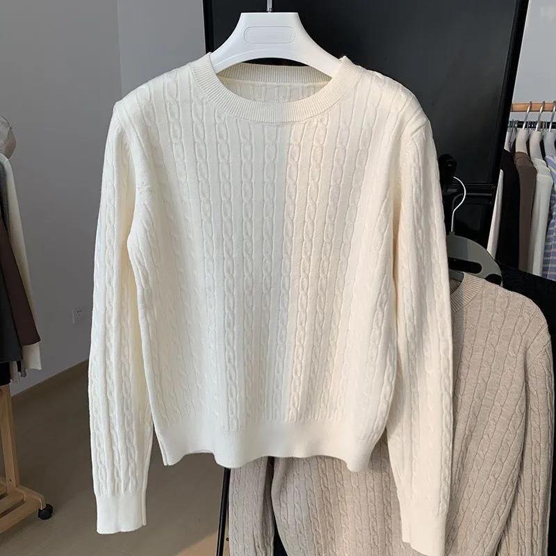 Simple Lazy Style Knitted Sweater Autumn and Winter Design Sense Twist Inner Bottoming Shirt Women's Age-reducing Top
