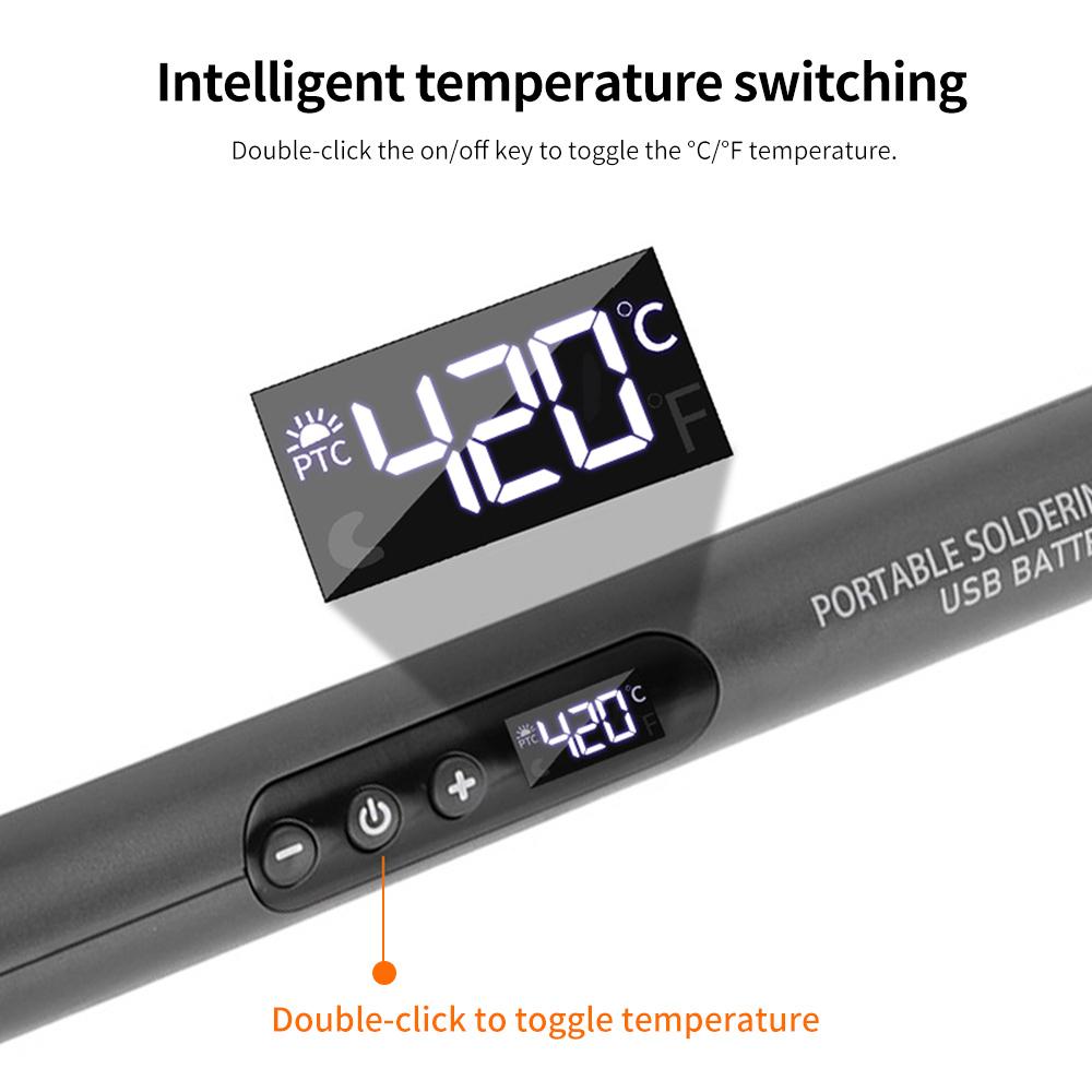 Portable USB charging welding lamp, adjustable temperature, with LCD display screen, no assembly required, suitable for DIY home use