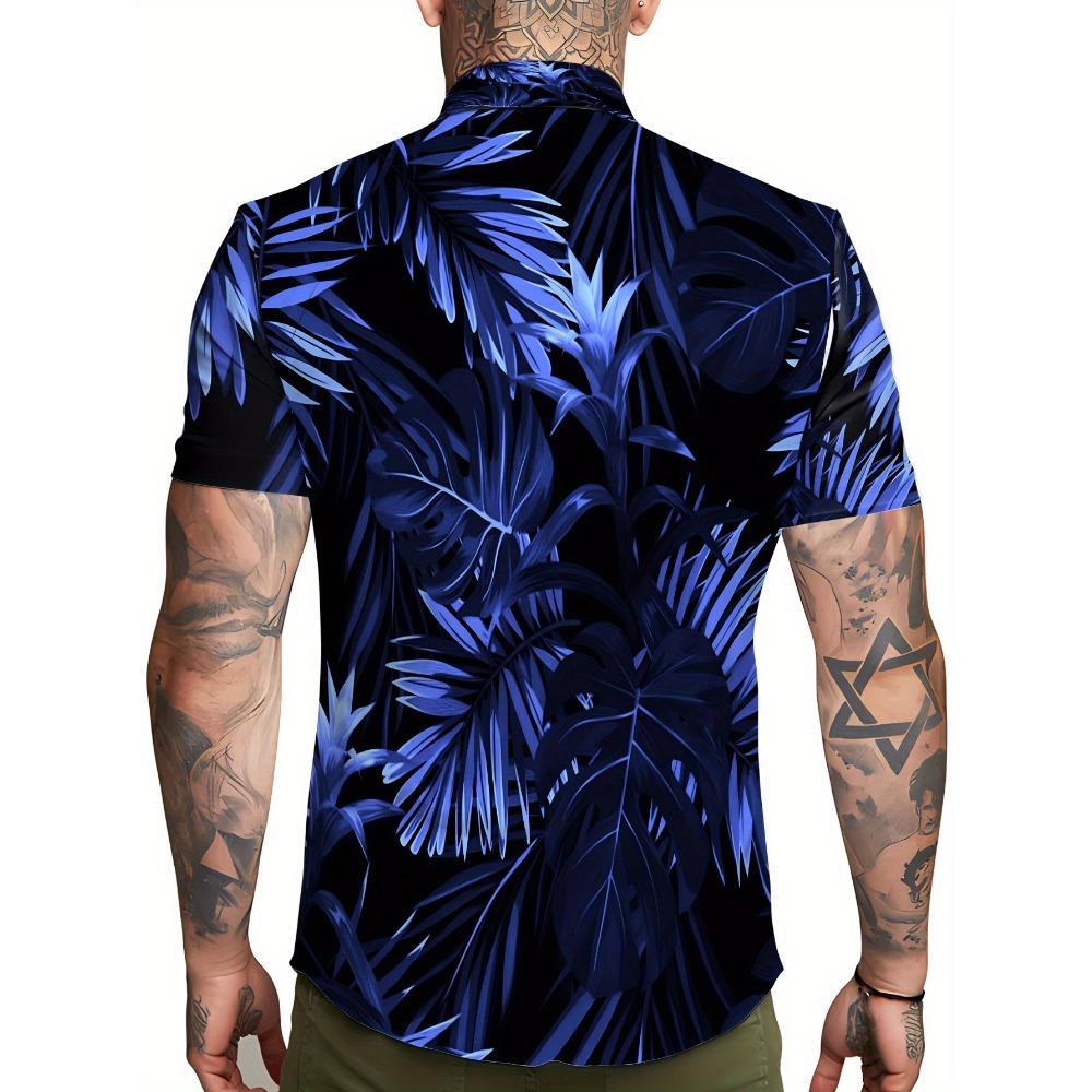 Hawaiian Men's Summer Beach Loose Casual Button Up Short Sleeved Shirt for Tropical Vacation with Pockets Beach Shirt