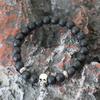 Retro Halloween Skull Bracelet For Men 8mm Lava Tiger Eyes Hematite Healing Braclet Hiphop Accessories Cycling Braslet Homme