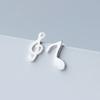 100 %Real 925 Sterling Silver Asymmetry Music Stud Earrings For Women Prevent Allergy Brincos Pendientes Mujer Moda