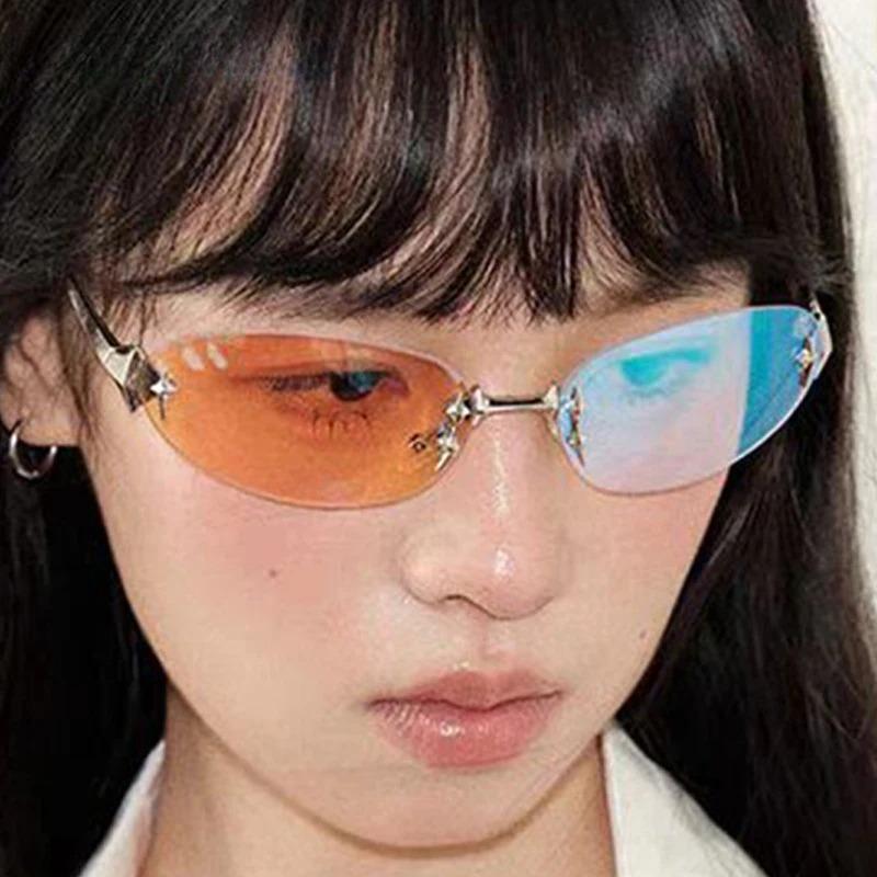 Occhiali da Sole Senza Montatura a Forma di Stella Y2K Millennio per Donna Uomo Trendy Alta Qualità Retro Accessori per Feste Festival Esterni