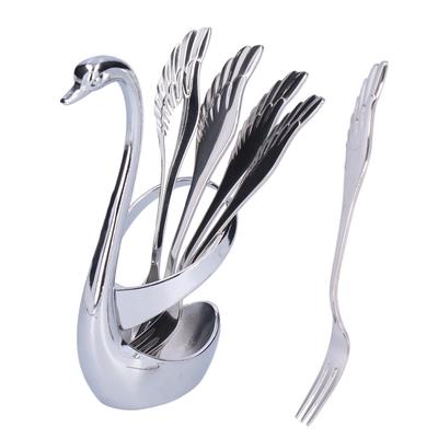 5pcs Zinc Alloy Tableware Mirror Polished Spoon Fork Set Swan Shaped Tableware Flatware SetFork