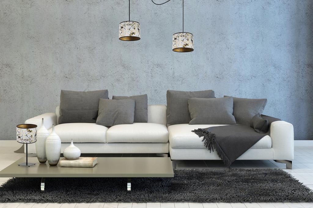 GIA TABLE LAMP, GOLD PATTERN LAMPSHADE