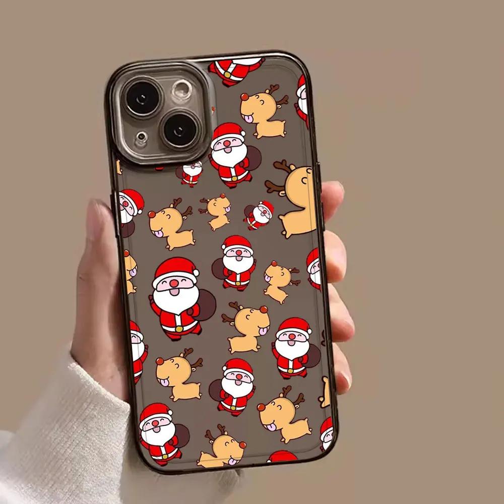 Merry Christmas Snowman Phone Case For iPhone 15 11 12 14 13 Pro Max Mini Plus XSM XR SE 7 8 Navidad Noel Elk Mobile Phone Cover