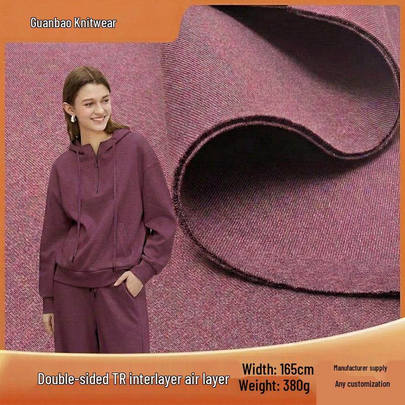 Double-Sided TR Interwoven Air Layer Cotton Elastic Sweatshirt Knit Fabric with Fishing Line