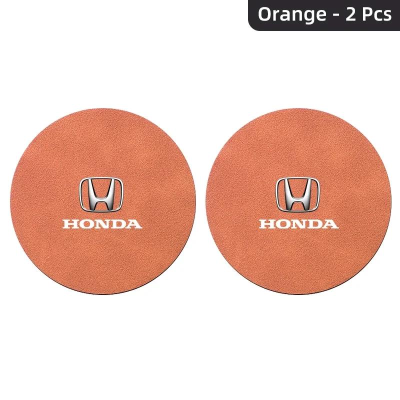 2pcs Car Coaster Water Cup Holder Anti-Slip Pad Suede Accessories for Honda Civic 10th 11th Gen Hrv Jazz City Fit Accord Crv