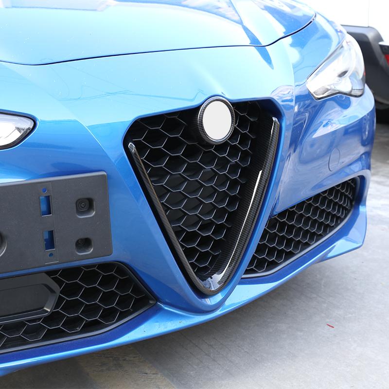 Carbon Fiber Red For Alfa Romeo Giulia Stelvio 2017 2018   ABS Plastic Front Grill Decoration Frame Car