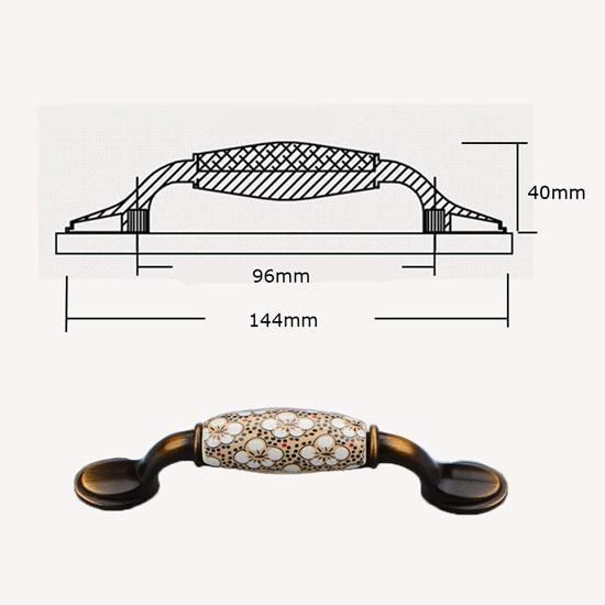 Set of 2 Ceramic Door Handle Gold Finish, Zinc Alloy Bronze Plated for Wood Wardrobe Cabinet Drawer Home Decoration with Screws