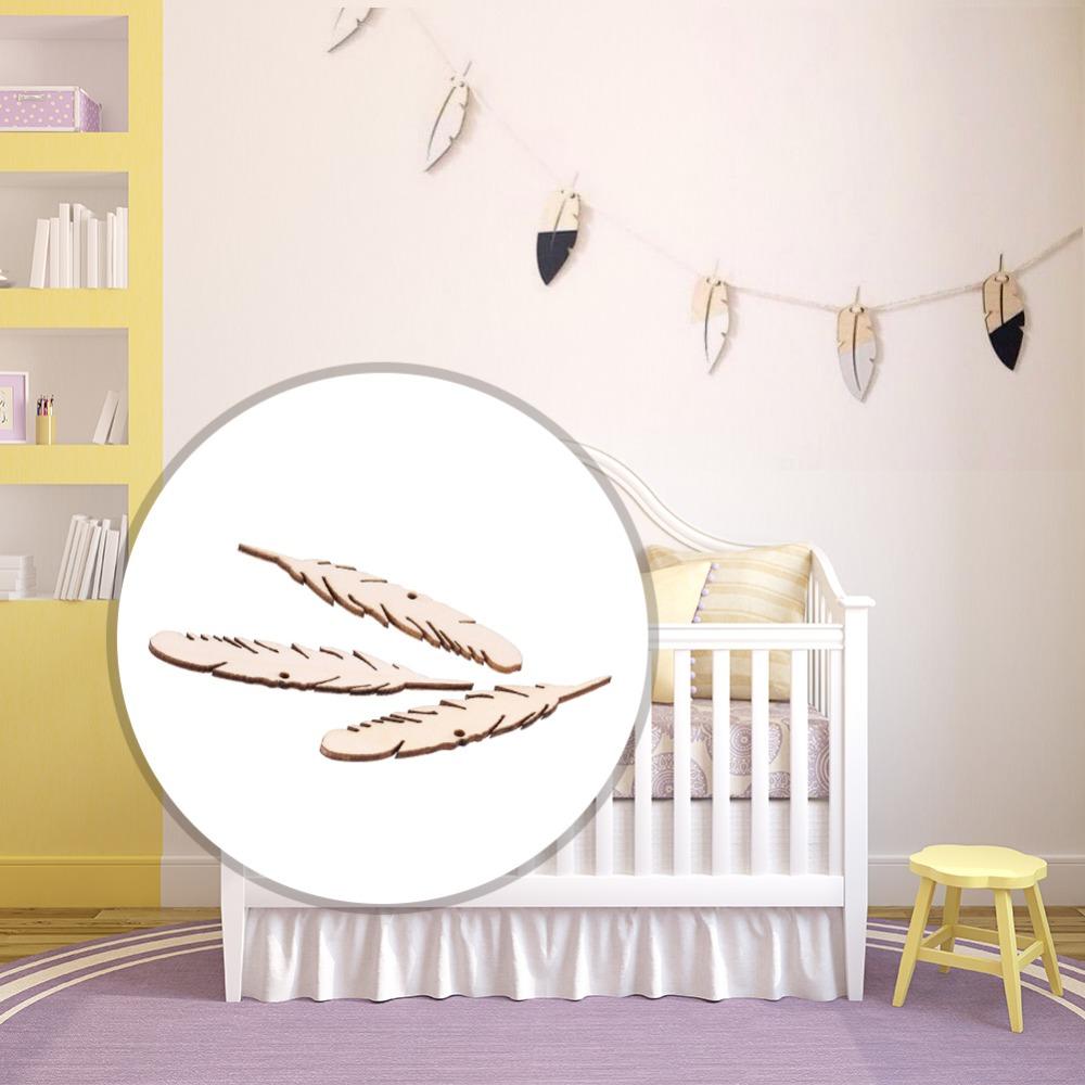 50pcs Feather Feather Wood Crafts Unfinished Wood Wood Slices Wooden Craft Tags  Christmas Trees